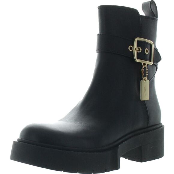 Coach Womens Black Zipper Ankle Boots New - Picture 1 of 2
